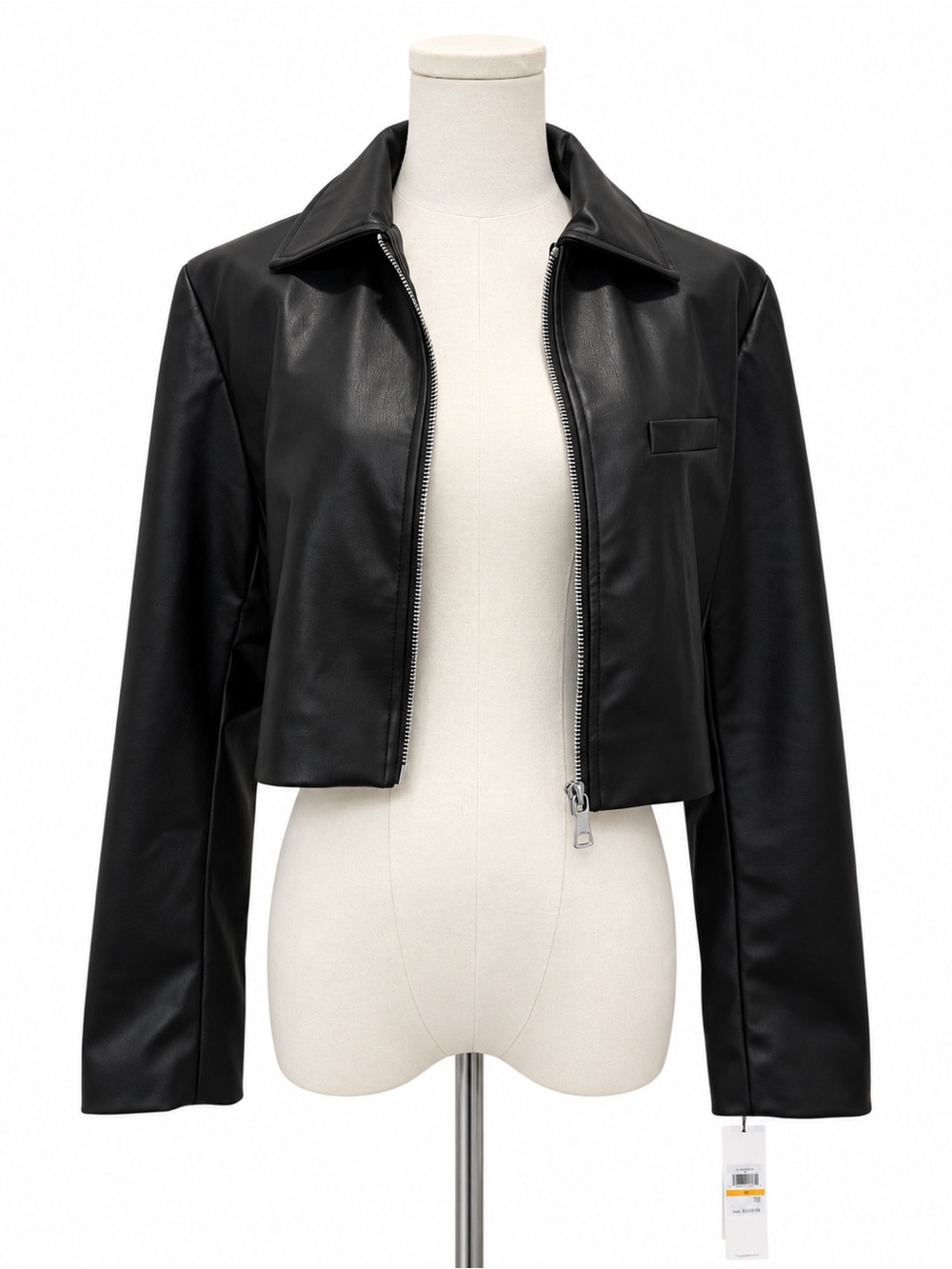 Calvin Klein Black Faux Leather Cropped Jacket 🖤